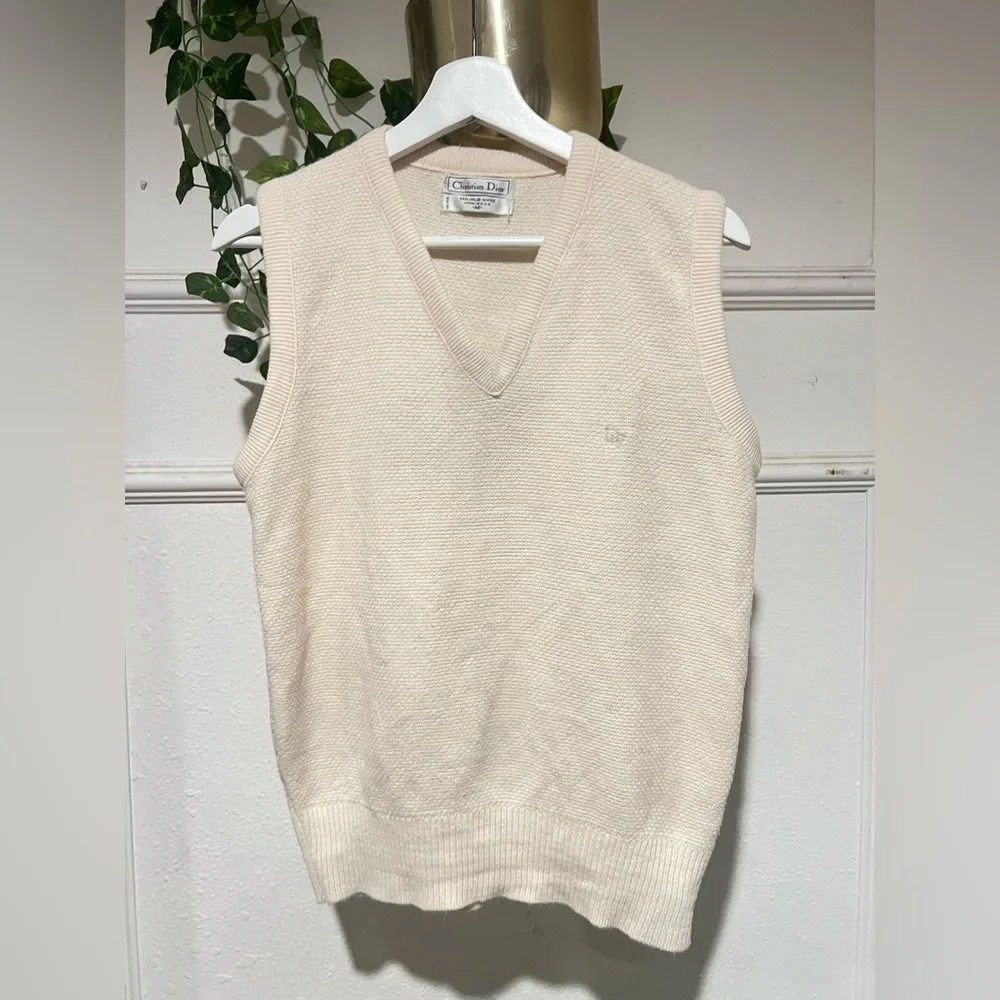 Dior V-Neck Cream Sweater Vest